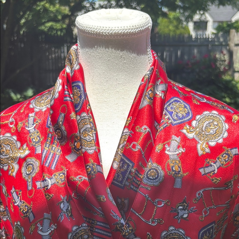 Vintage Red Patterned Blouse - image 3